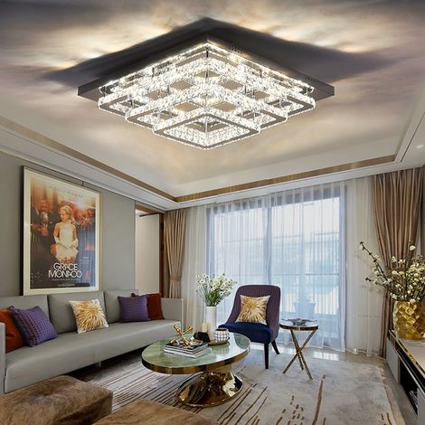 Modern LED Ceiling Light Crystal Chandelier Lamp, 70CM Cool White