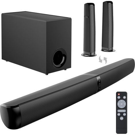 Barre de Son avec Subwoofer pour TV, 110 W Peak 2-en-1 Présentateur de TV avec Adjustable Deep Bass, Bluetooth 5.3/Arc/Opt/AUX, Surround Sound System pour TV/PC/Projecteurs, 1 Set (1/5)