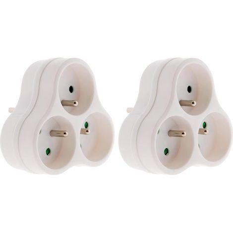 Multiprise Triplite 3x16A Triangulaire - Blanc (Lot de 2) (1/5)