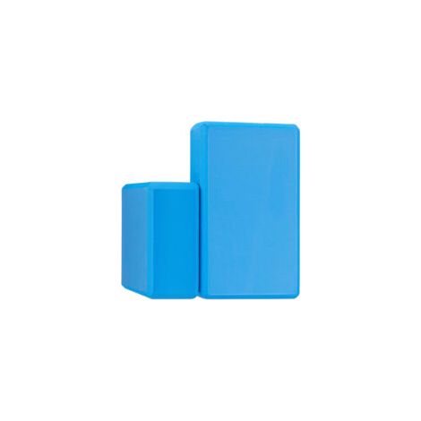 Lot de 2 blocs de yoga en mousse EVA haute densité, demi-hauteur, coloris bleu foncé, accessoires de yoga et de fitness (1/5)
