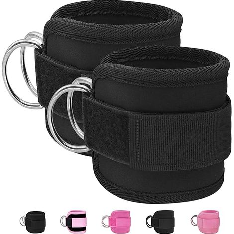 Ankle Straps - Neoprene Padding - Adjustable Velcro Closure - Compatible with Cable Machines - For Glute Kickbacks Leg Extensions - 1 Pair (1/5)