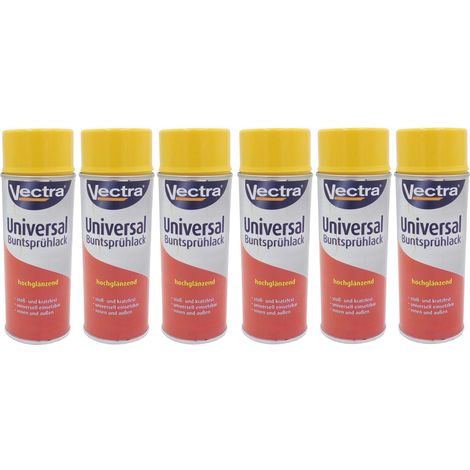 6x Vectra® Universal Sprühlack rapsgelb glänzend Lackspray 400ml Farbspray (1/2)