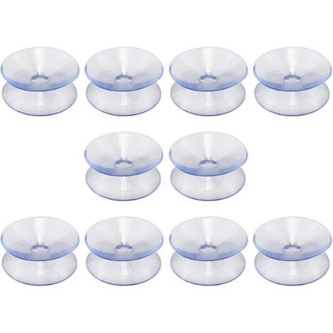 10 Pcs Double Sided Silicone Rubber Suction Cups for Table Top - Clear Suction Cup Without Hooks - Compatible with Glass Top - Size: 35mm