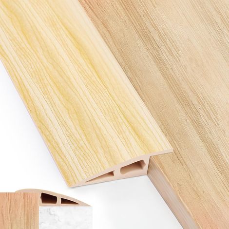 Lot de 2 (1M) Barre de Seuil Adhesive de Porte en PVC, Bandes de Transition Sol Rampe de Seuil Pente de Seuil, 15mm, pour des Hauteurs de 12-15mm(Grain de Bois) (1/5)