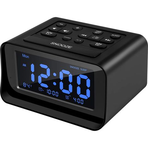 Radiowecker fürs Schlafzimmer, große digitale LCD-Uhr mit zwei Anzeigen (1/3)