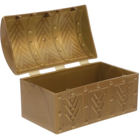 Mini Gold Plastic Treasure Chest, Portable Storage Box, Unique Pirate Design for Jewelry and Coins, for Home and Halloween (1/5)