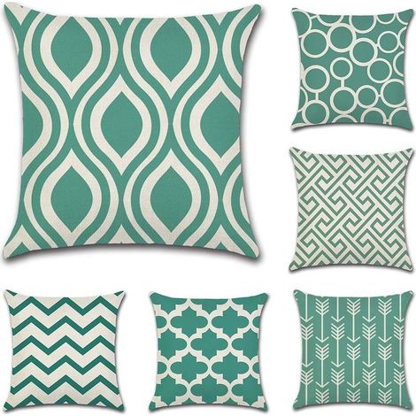 Housse de Coussin Canapé Doux Taie d'oreiller De Voiture Maison Lit Décor 45 x 45cm, Set de 6 (Turquoise) (1/5)