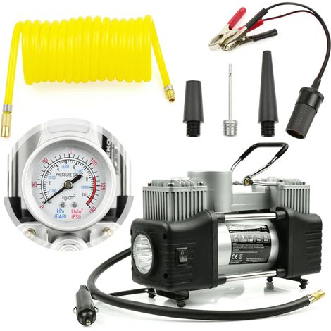 Compresor de aire para automóvil Geko 12V 250W, inflado rápido y eficiente para neumáticos, compacto y fácil de usar, ideal para uso doméstico y en carretera