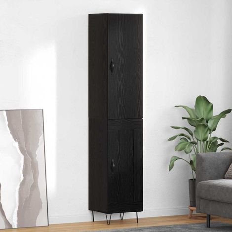 vidaXL Credenza Rovere Nero 34,5 x 34 x 90 cm Legno multistrato