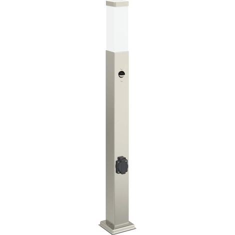 Baliza luminosa con sensor y toma de corriente, 80 cm, acero inoxidable, IP44 vidaXL