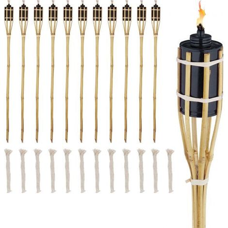 Juego de 12 antorchas de jardin de 90 cm