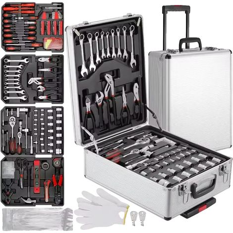 Ensemble d'outils mécaniques, 799 pièces, boîte à outils roulante avec rangement, 799pcs ensemble (1/5)