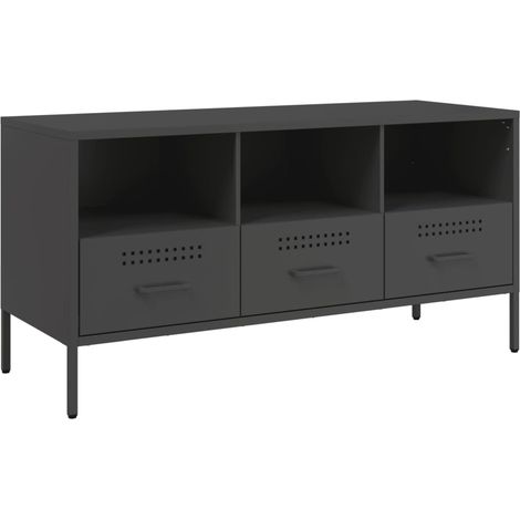 Mobile TV multimediale scaffale per televisione televisione buffet sala da pranzo soggiorno camera da letto 100,5 x 39 x 50,5 cm acciaio nero 020025545