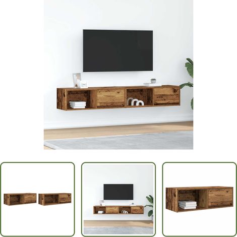 Armoire TV - Meubles TV 2 pcs vieux bois 80x31x25,5 cm bois d'ingénierie (1/5)