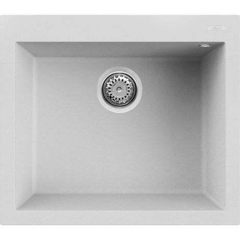Elleci LGQ10568 Quadra 105 Lavello da Incasso 1 Vasca in Granitek con Protezione Antibatterica (57x50x22 cm) colore Bianco
