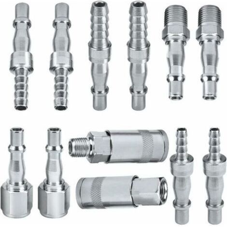 Connecteurs d'air, 12 raccords d'air, raccords de tuyau d'air BSP de 6,35 mm pour tuyau de 6, 8 et 10 mm (1/5)