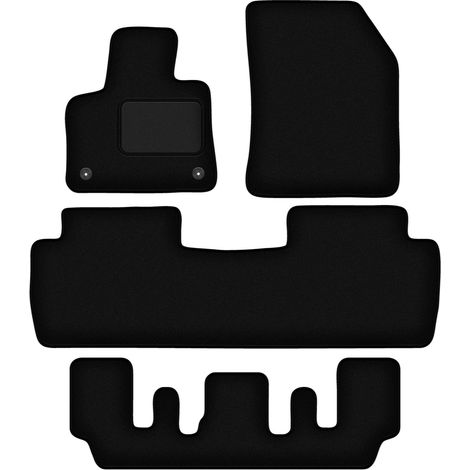 Tapis de sol en velours noir pour : Peugeot 5008 II crossover 7 places (2017-2020)
