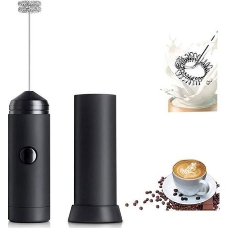 Mousseur à lait électrique avec fouet en acier inoxydable, parfait pour café, cappuccino, et battage des œufs (1/4)
