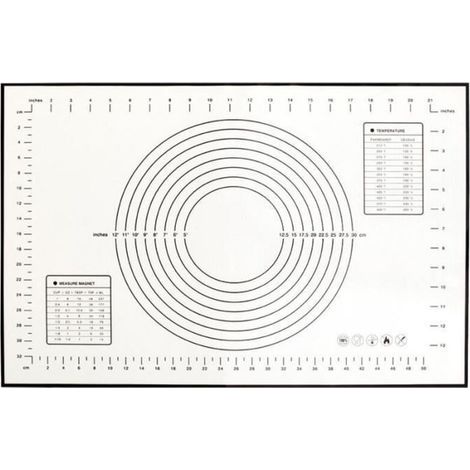pair Grand Tapis de Cuisson en Silicone Anti-adhésif Tapis de pâte avec mesure (60 x 40 cm) Anti-Adhérent Feuille de Cuisson en Silicone