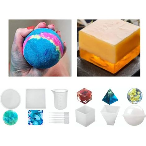 Moules pour sous-verres, porte-stylos, cubes, cendriers, tasses à mesurer, sphères, pyramides et moules en silicone. (1/5)