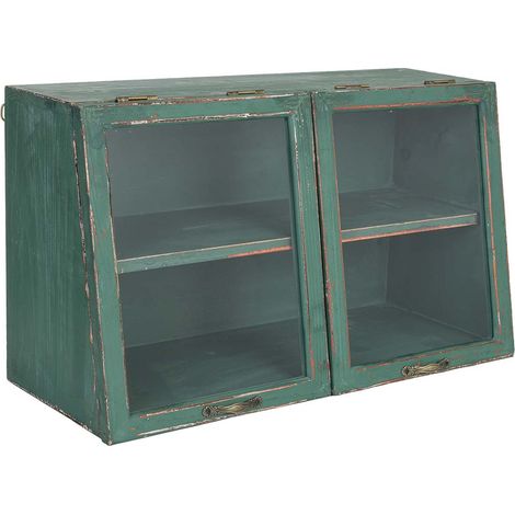 Vitrina de madera verde 60x25x35h cm (1/5)