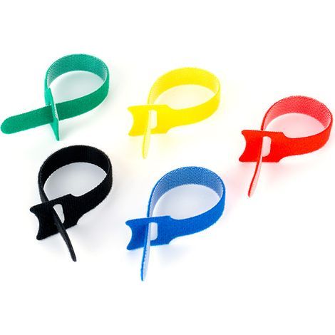 Pack of 6 colored adhesive Velcro strips for indoor/outdoor use, 200 x 12 mm (1/5)