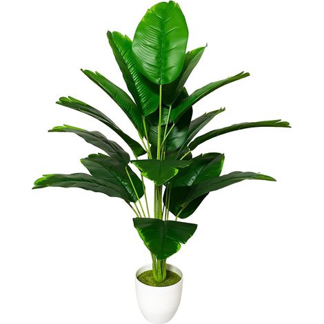 Palmier Areca Artificiel Plantes Artificielles Interieur Plante Artificielle en Pot Fausse Plante Décoration Extérieur Maison Balcon Déco Bureau Plantes au Sol (80cm Banane Vert) (1/5)