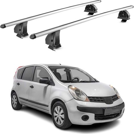 OMAC Aluminium Dachträger Querträger für Nissan Note I 2006-2013 – TÜV / DIN 75302:2019 – Abschließbar – T-Nut – Max. 75 kg – 2 Stangen – Silber (1/5)