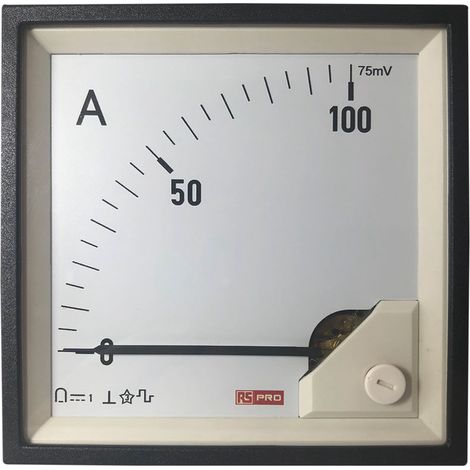 Ampèremètre analogique de panneau V c.c. RS PRO, 96mm x 96mm ( Prix pour 1 ) (1/3)