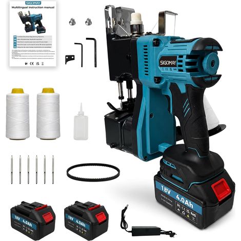 Couseuse de Sacs Sans Fil Brushless 18V Compatible Makita avec 2 Batteries 4.0Ah et Accessoires (1/5)
