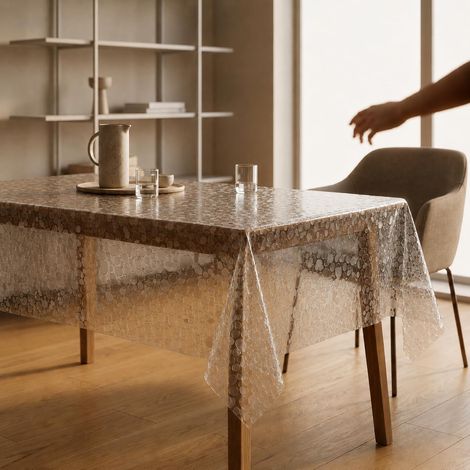Nappe en Toile cirée rectangulaire en PVC Transparent Facile à Nettoyer 140 x 180 cm (1/5)