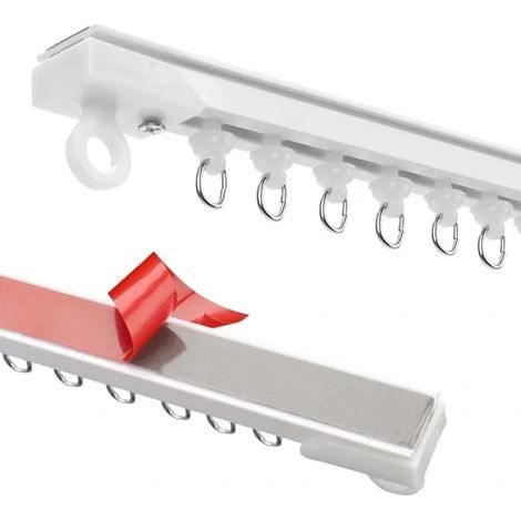 Selbstklebende Gardinenschienen, die ohne Bohren montiert werden können, geeignet für Decken, Duschvorhänge in Wohnmobilen, Kleiderschränke, Raumteiler usw. (440 cm/160 cm) (1/5)