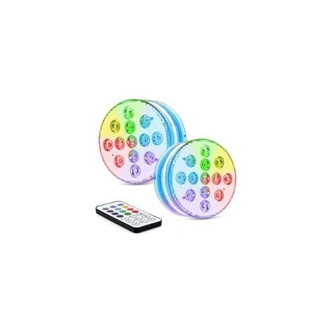 Lumières Led Submersibles GolWof 2 Pack 13-LED Lampe LED Submersible 16 RGB Couleurs Submersible à LED IP68 Étanche Lumières LED avec Télécommande Décoration pour Piscine Mariage