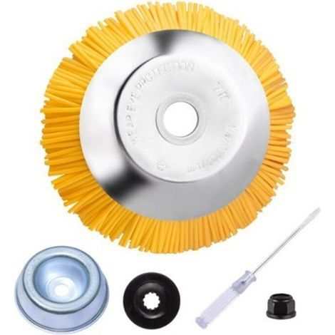 Brosse anti-mauvaises herbes en nylon - Brosse ronde universelle pour débroussailleuse - Outils de jardin durables - 200 mm x 25,4 mm (1/4)