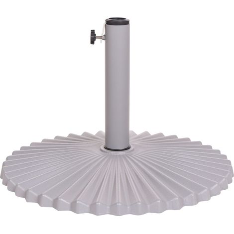 Parasol Base Grey Steel Powder-Coated Stain and Water-Resistant with Adjustable Pole Ribbed CAREZZA (1/5)