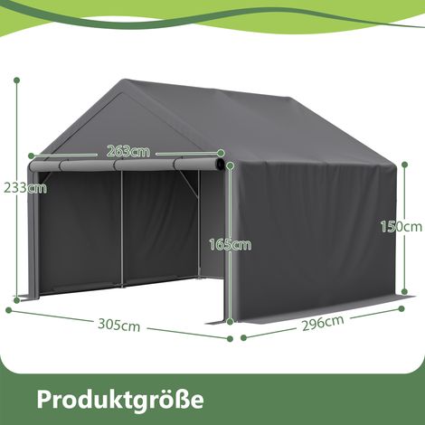 Abri à vélos gris foncé avec rangement outils équipements jardin 305x296x233cm