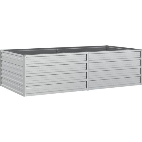 Macetero bancal elevado plantas flores terraza jardín jardín 160 x 80 x 45 cm acero galvanizado plateado Plata 020039383