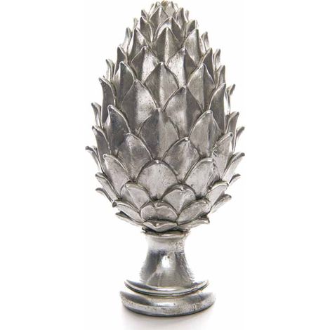 Tall Pinecone Finial - Ceramic - L15 x W15 x H30 cm - Silver