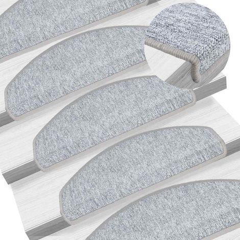 Tapis d'escalier 10 pièces 65 x 24 x 4 cm Gris clair Demi-rond Grand (1/5)