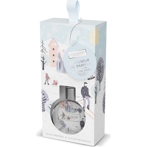 Diffuseur d'Ambiance pour la Maison - Diffuseur Parfum Bâtonnets Flocons Givrés - 70 ml - Cadeau, Décoration et Parfum pour la Maison - Flacon en verre, Blanc (1/3)