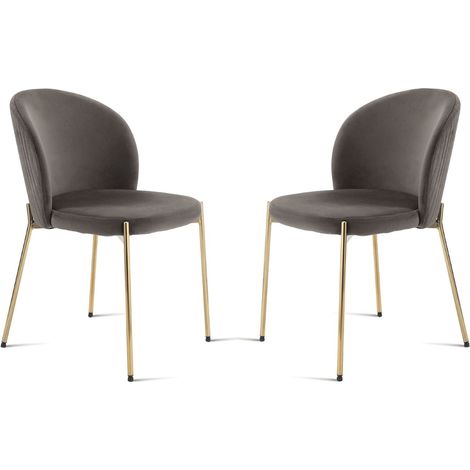 Sedia in velluto Grigio con struttura in metallo Oro MEGAN 2 sedie (1/5)