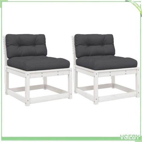 Canapé de jardin - FAFEICY - 844705 - Bois de pin massif - Modulaire - Coussins polyester blancs (1/5)