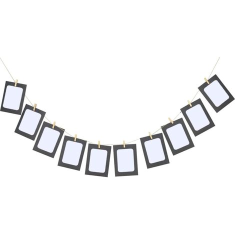 Guirlande Photo Clips Noirs en Papier, Décoration Facile à Suspendre pour Mur Intérieur ou Extérieur, pour Cadre Photo et Fête la Maison (1/5)