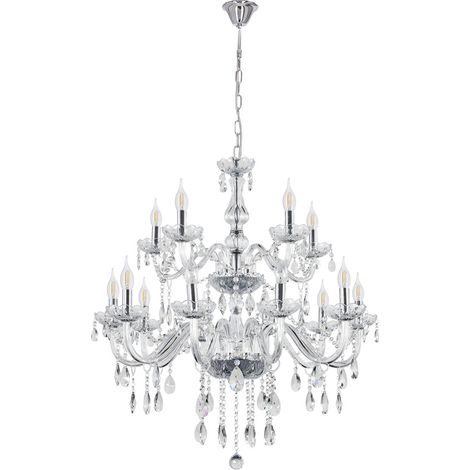 Elegante lámpara de araña con cristales Cristallo 15x40W E14 Candellux (1/2)