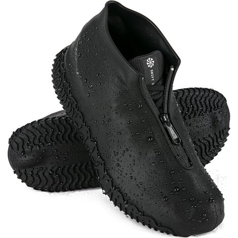 Surchaussures imperméables, compatibles avec la pluie, en silicone avec fermeture éclair, antidérapantes, unisexes, noires. (1/5)