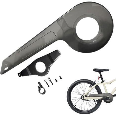 Protège-chaîne universel pour vélos de 32 à 36 dents, protection robuste pour enfants, transparent et noir. (1/5)