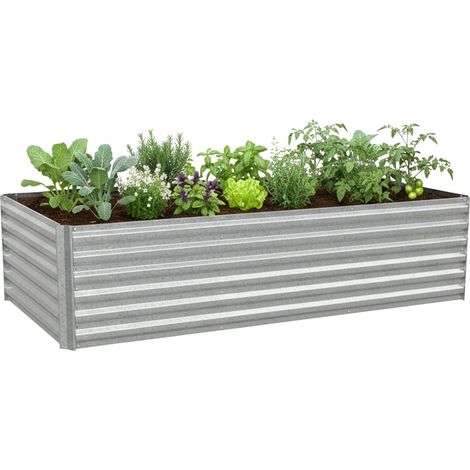 Letto da giardino rialzato in metallo, acciaio zincato, 57x240x90cm