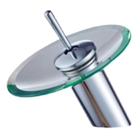 robinet De Lavabo Cascade En Laiton Massif En Verre Mitigeur Monotrou Robinet De Salle De Bain Vier Chaud Et Froid, Nickel Bross (1/5)