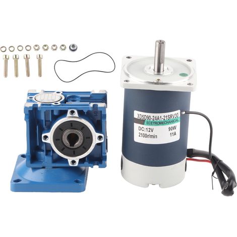 Moteur à engrenage à vis sans fin DC 90W Inox 2100 tr/min XD5D9024A121SRVRV30 Rapport de réduction 80 (12V CC) (1/5)