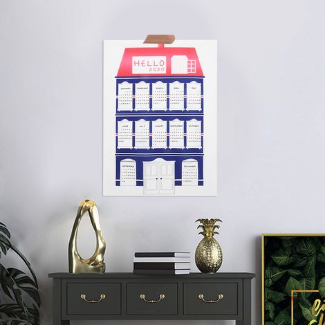 Calendrier mural en tissu 50x70 cm motif maison calendrier suspendu déco intérieur bureau boutique (1/5)